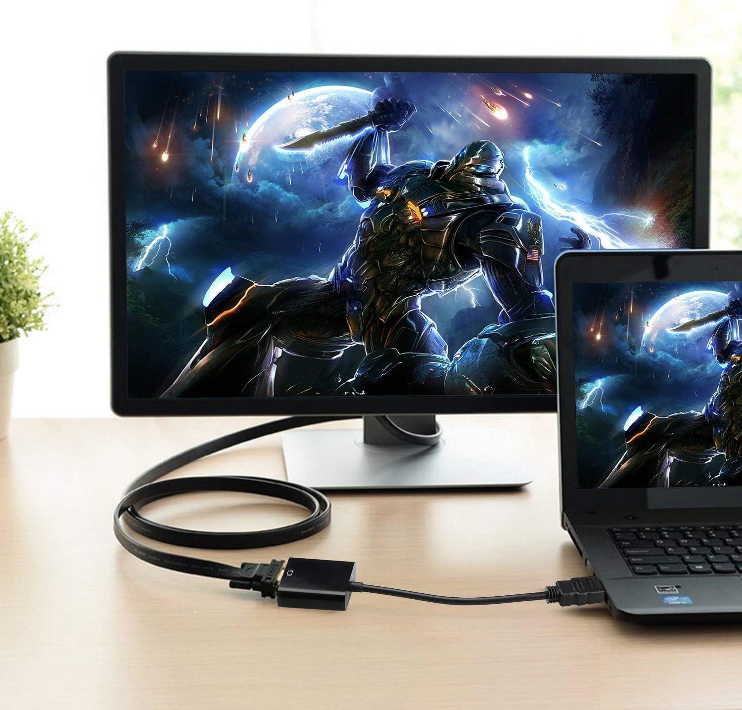 Adattatore HDMI a VGA d'oro per computer, desktop, laptop, monitor, proiettore, HDTV, Chromebook, Raspberry Pi, Roku, Xbox e altri
