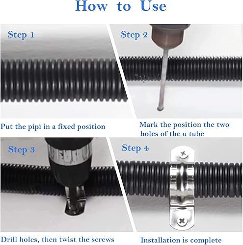 Miniatura 4 de AKIHISA 10 Uds 2 Agujero U Tubo Abrazadera de Correa de Tubo Rígido de Acero Inoxidable 304 Abrazadera ID 2 59 Pulgadas (2.559 in)