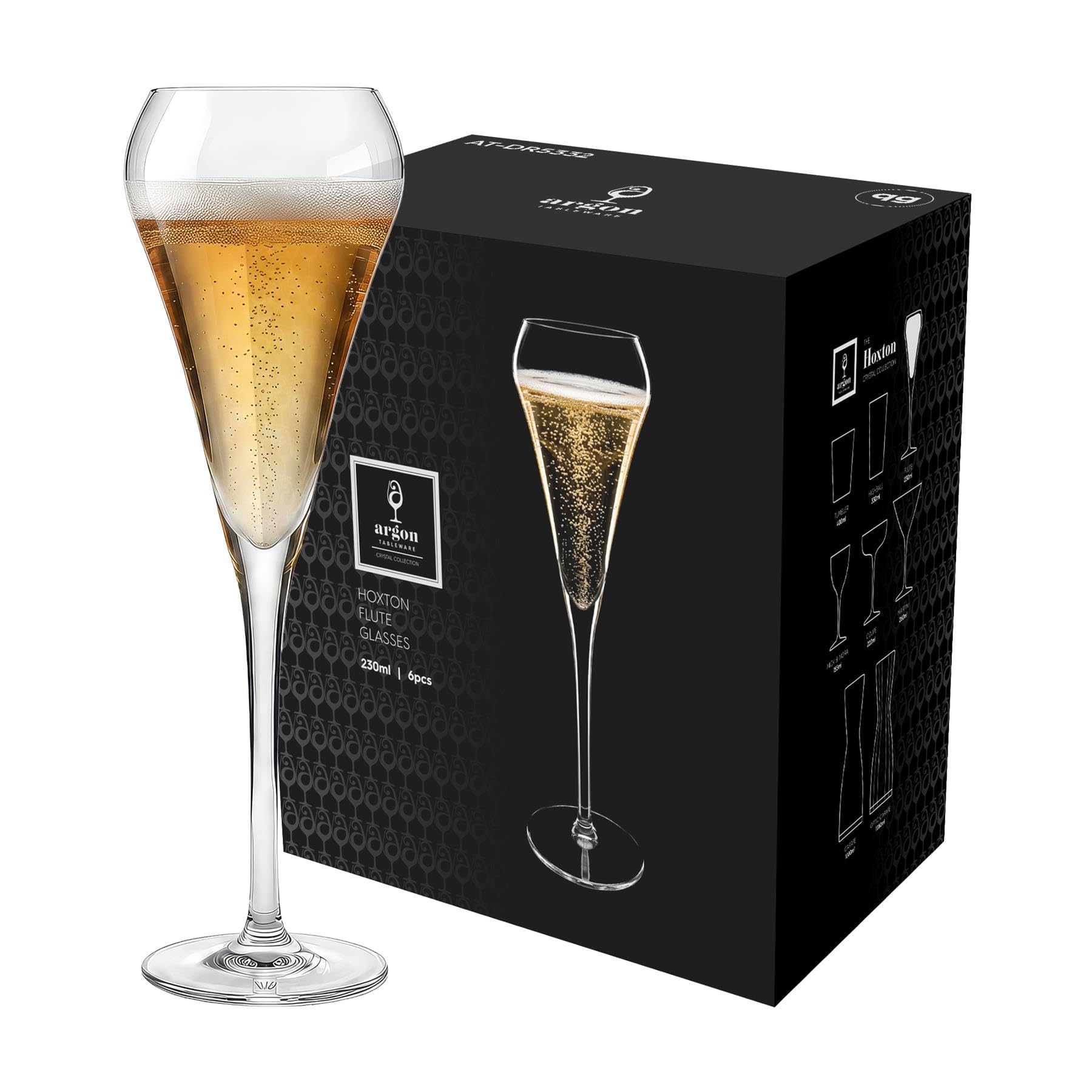 Argon Tableware Hoxton Crystal Champagne Flutes 230ml Lead-Free Pack of 48