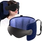 Travel Pillow for Airplanes Head Strap Support, 3D Eye Mask | 360 Airplane Sleep Support Headrest Pillow No Bobbing Head Sleeping Aid Travel Essentials for Long Flights/Car/Trip Black