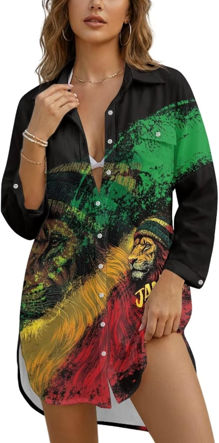 WELLFLYHOM Womens Bathing Suit Cover Ups Long Sleeve Bikini Swimsuit Coverup Button Down Beach Shirt for Beach Vacation