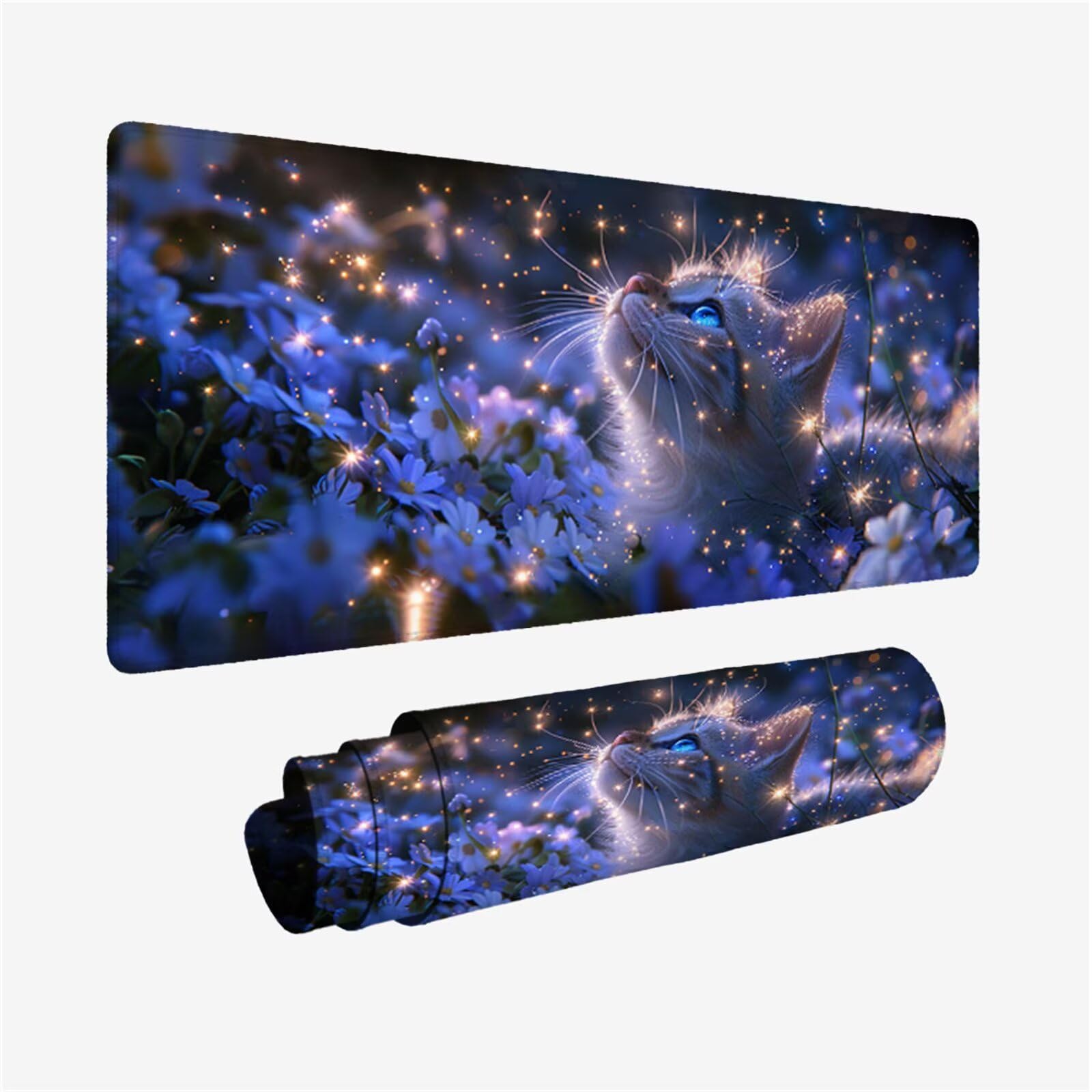 Podkładka pod mysz dla kota XXL 1200x600, podkładka pod mysz stokrotka wodoodporna podkładka pod mysz na biurko, podkładka pod mysz z antypoślizgową podstawą, pod ręką szyte krawędzie, akcesoria do