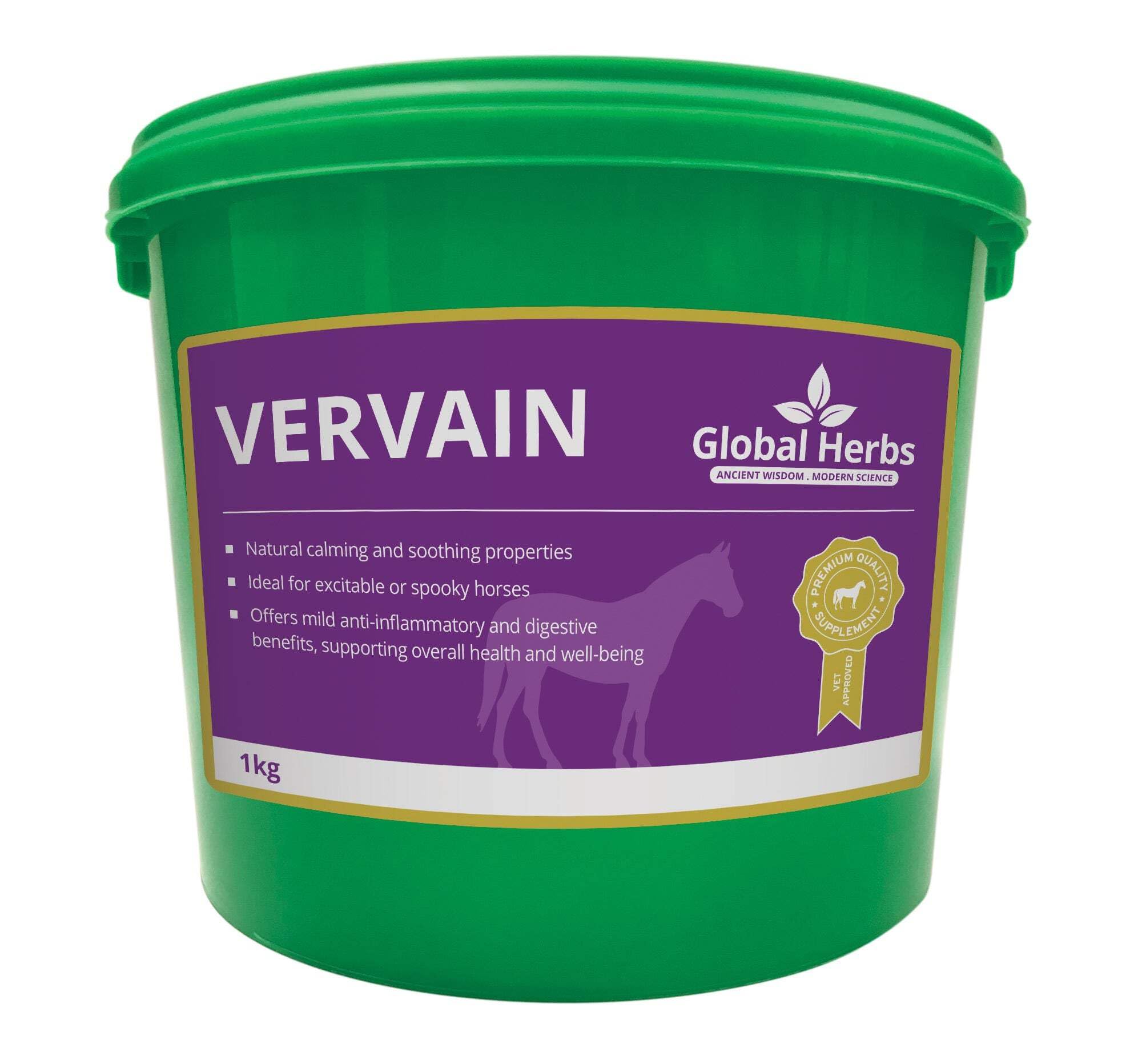 Global Herbs Vervain Equine Calm Focus & Emotional Balance Support Cut Herb 1kg
