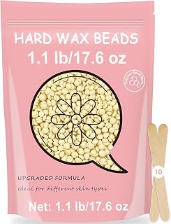 1.1lb Refill Wax Beads for Hair Removal, Bouvetan Brazilian Hard Wax Beans for Bikini, Face, Eyebrow, Legs, Armpit, Coarse Hair At Home Waxing Beads (Cream)