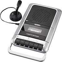JENSEN MCR-100 Portable Cassette Player/Recorder with One-Touch Recording, Built-in Mic & Retractable Handle