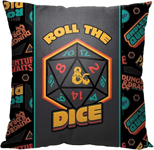 Northwest Almohada Dungeons & Dragons, 18 x 18 pulgadas, Roll The Dice