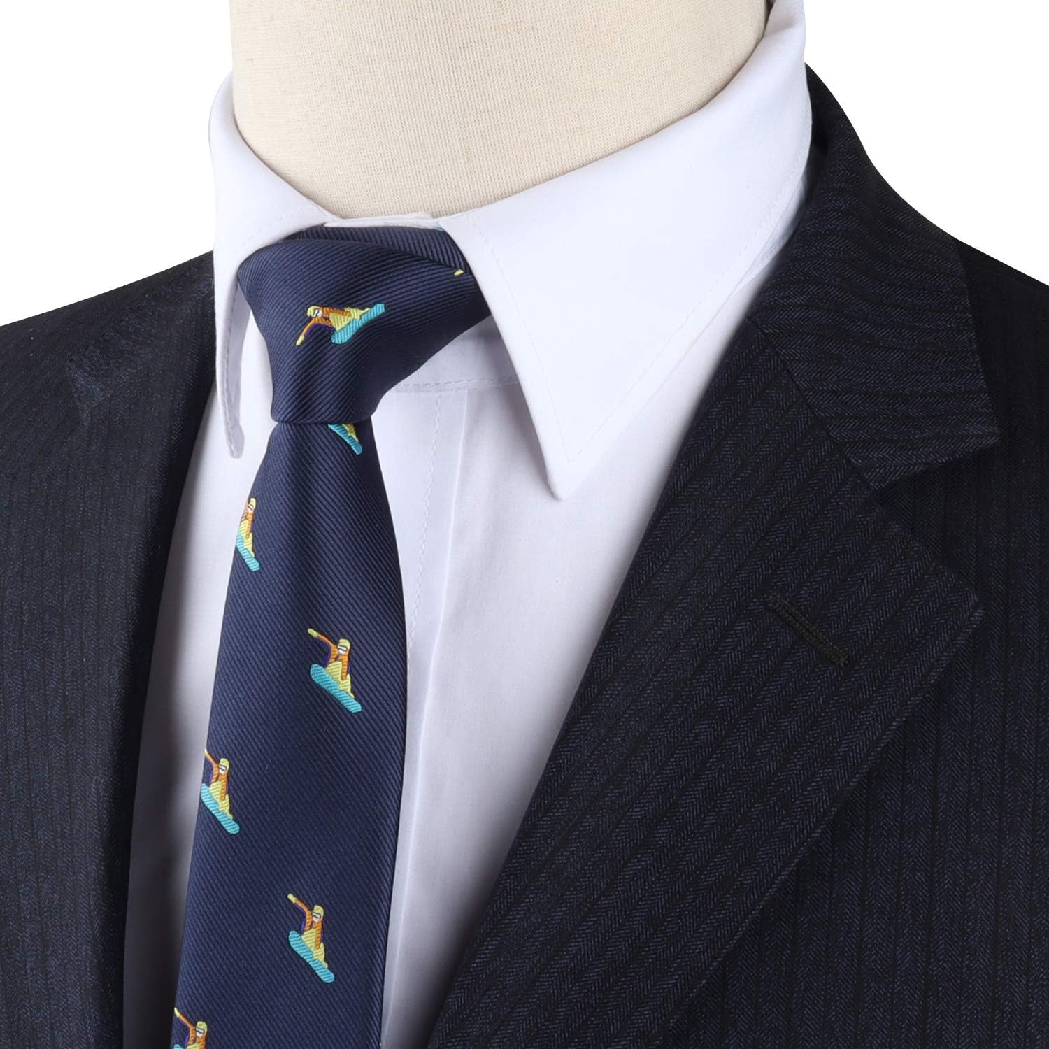 AUSCUFFLINKS Snowboarder Ties for Him Winter Sports Lover Skiing Neckties for Men Wedding Groomsmen Neck Ties for Dad (SNOWBOARDER)