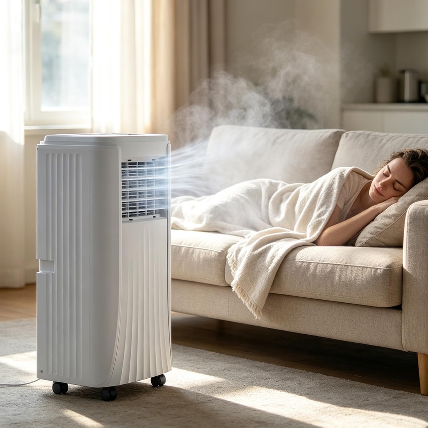 MLYYYDSS Portable Air Conditioner 12000 BTU 4-in-1 Air Conditioner, Dehumidifier, Cooling with 2 Speeds, Digital Display & Remote Control, 24 Hour Timer for Rooms 30 m² Window Vent Hose Kit 12000BTU