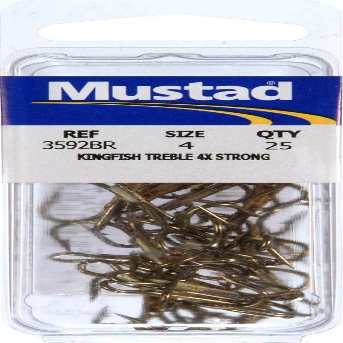 Mustad Hooks 4X Strong Treble Hook Ringed Bronze Size 4 25 per pk #3592BR-4 pc24