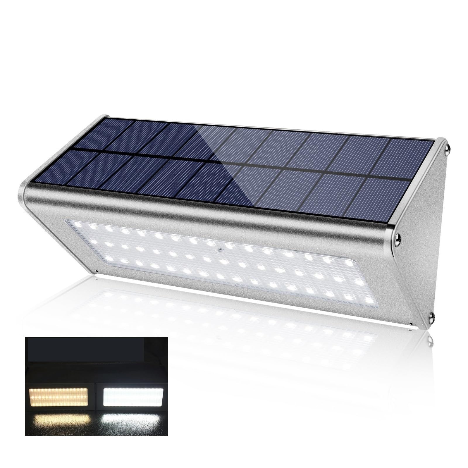 NGTFDCP Solar Street Light, 1100LM Solar 48Led Street Lights Outdoor Waterproof Aluminum Radar Motion Sensor Lighting Lamp for Wall Security Yard Patio Fence Porch,for Garden,Garage(Warm White)
