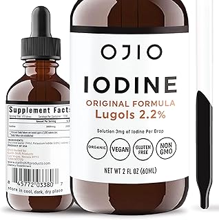 Lugols Iodine Solution 2% - 1 Year Supply - High Potency Liquid Oral Iodine Drops with Superior Absorption – Improves Overall Health & Energy for Women, Men, Kids - 2 fl Oz (Pack of 1)