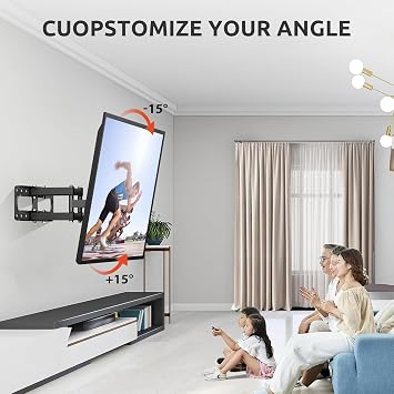 Full Motion TV Wall Bracket for 32-70 Inch Curved Flat Screens TVs,Swivel Wall Mount Max VESA 400x400mm Holds up to 45kg,Adjustable Up and Down Tilt Extends Double Arms Wall Mount TV Bracket