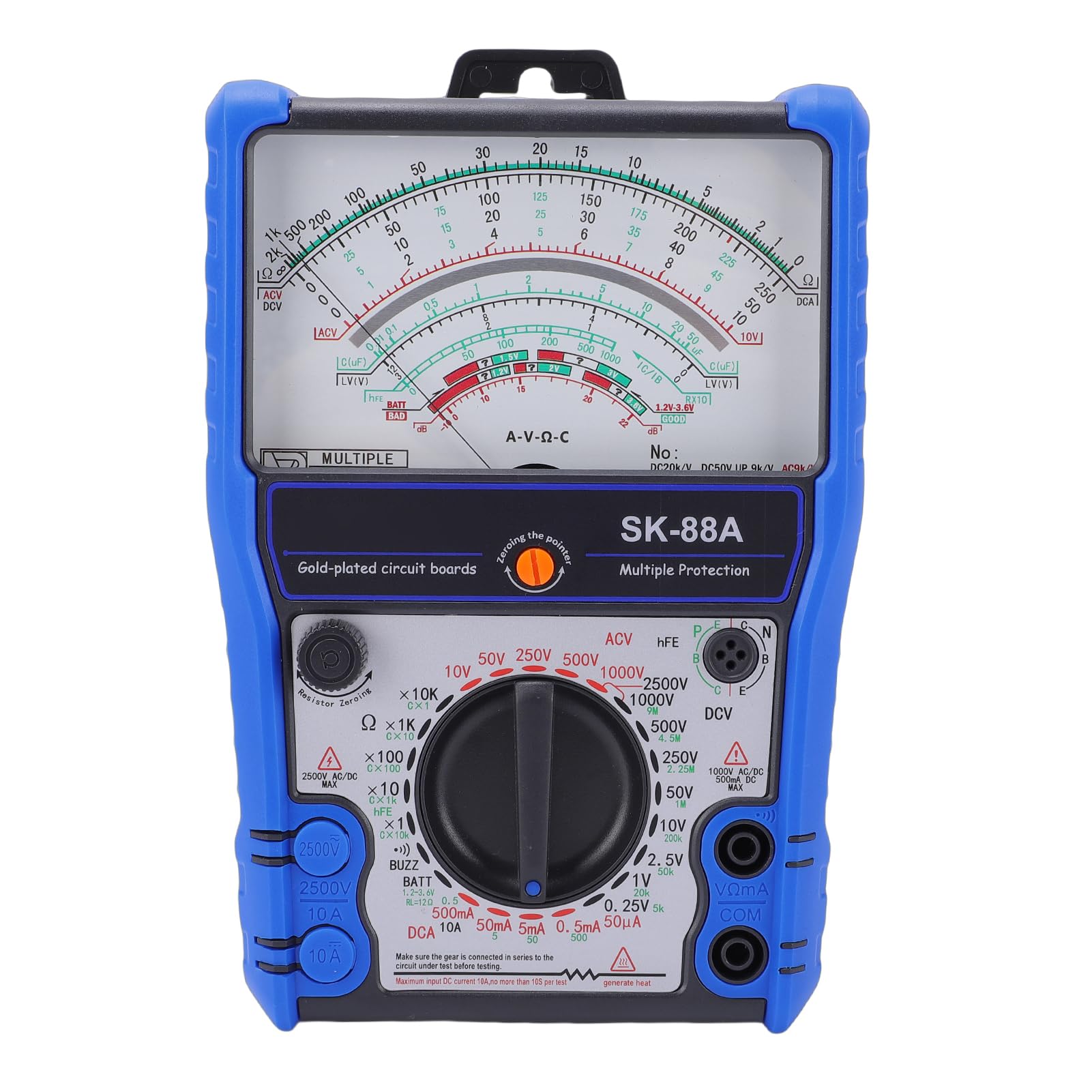 Cocoarm SK88A Multimetro Analogico, Tester con Custodia in Silicone, Supporto e Magnete per Riparazioni Elettrodomestici, Manutenzione Elettrica, Ricerca Scientifica, Lavori Elettrici (SK-88A)