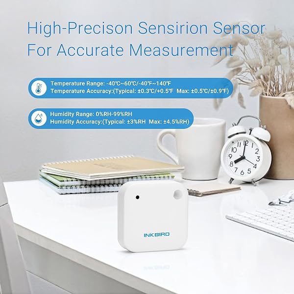 Inkbird Wireless Thermometer Hygrometer Bluetooth Humidity Temperature Sensor Data Logger with Waterproof & Cold Resistance for Greenhouse Reptile, Baby Room, Fridge - 5