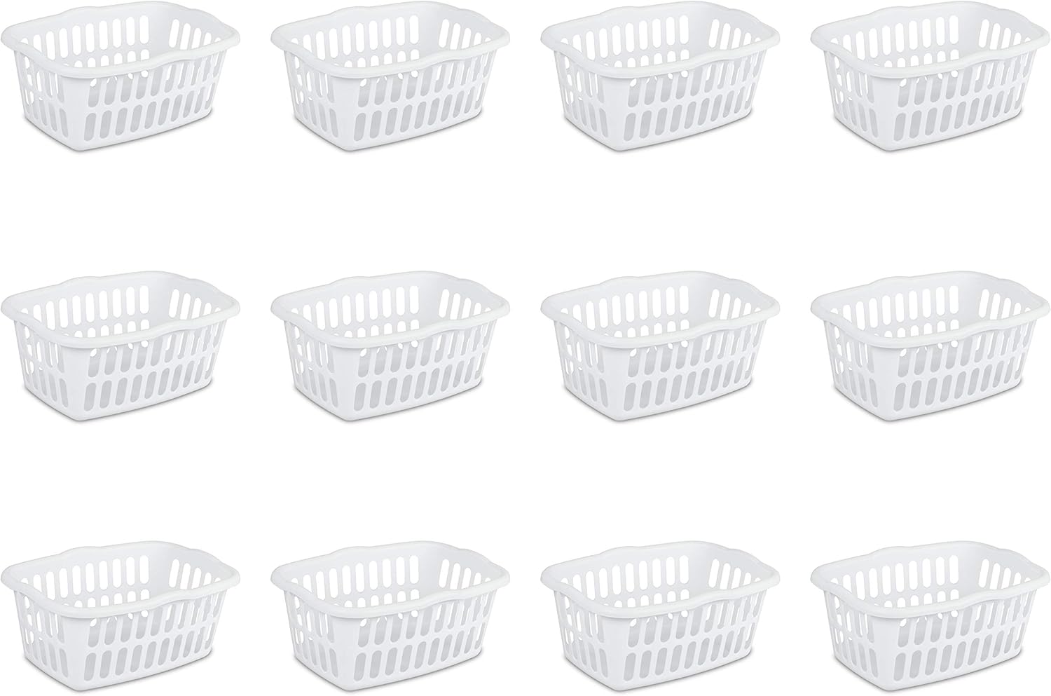 Product Deal Sterilite 12458012 1.5 Bushel/53 Liter Rectangular Laundry Basket, White (Pack of 12)