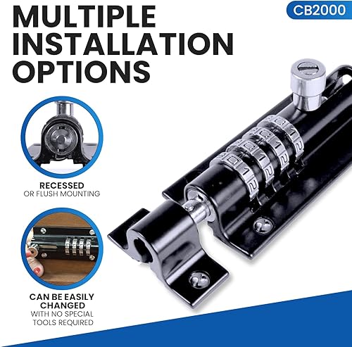 Miniatura 3 de Cerradura de combinación con cerrojo negro CB2000 de Combi-Bolt CB2000-BLACK
