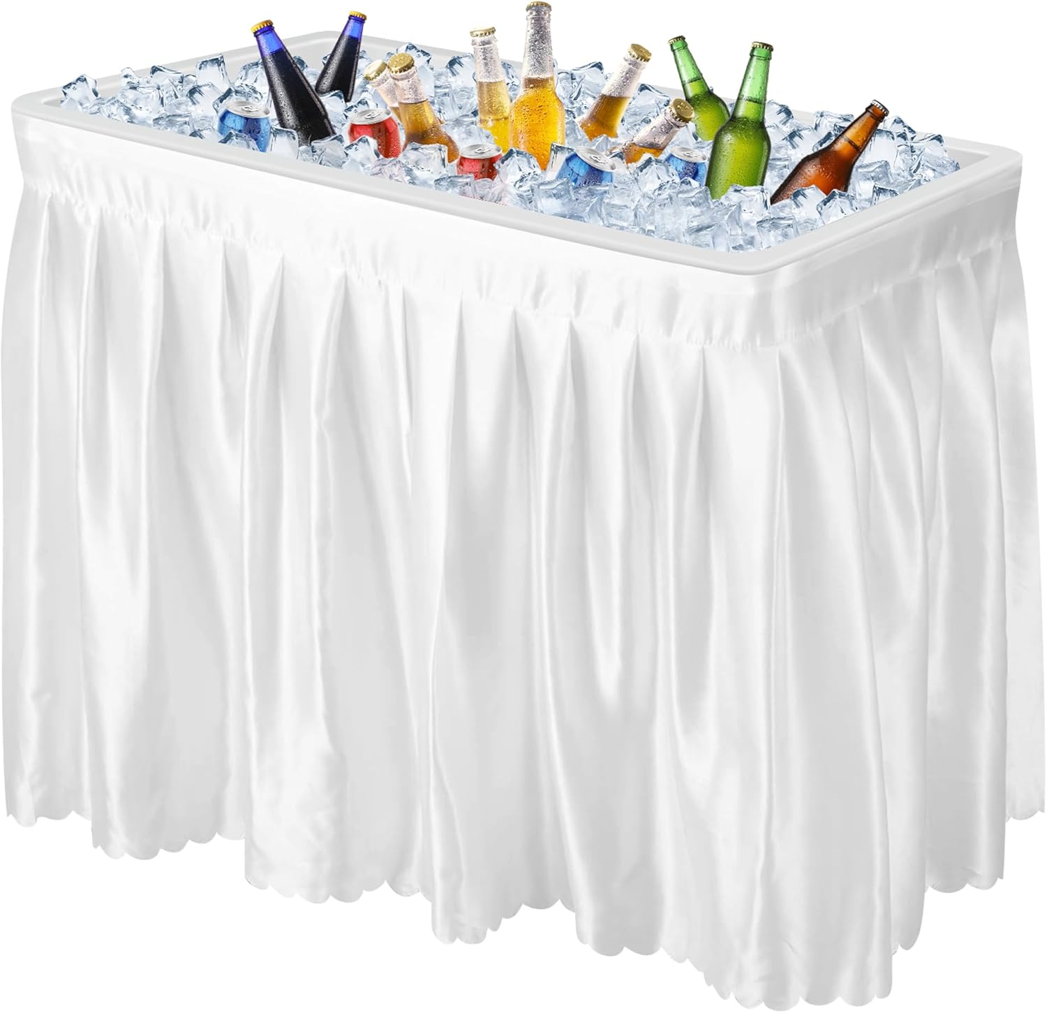 Portable Folding Ice Cooler Table - Two-Tier Outdoor Cooler Table(White)