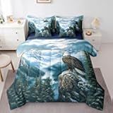 7 Pcs Wild Eagle Bedding Sets with Sheets,Comforter,Pillowcases,Pillow Covers Bird Wild Animal Jungle Style Comforter Set for Kids Teens Adults Bedroom Dorm Bed Set King Size