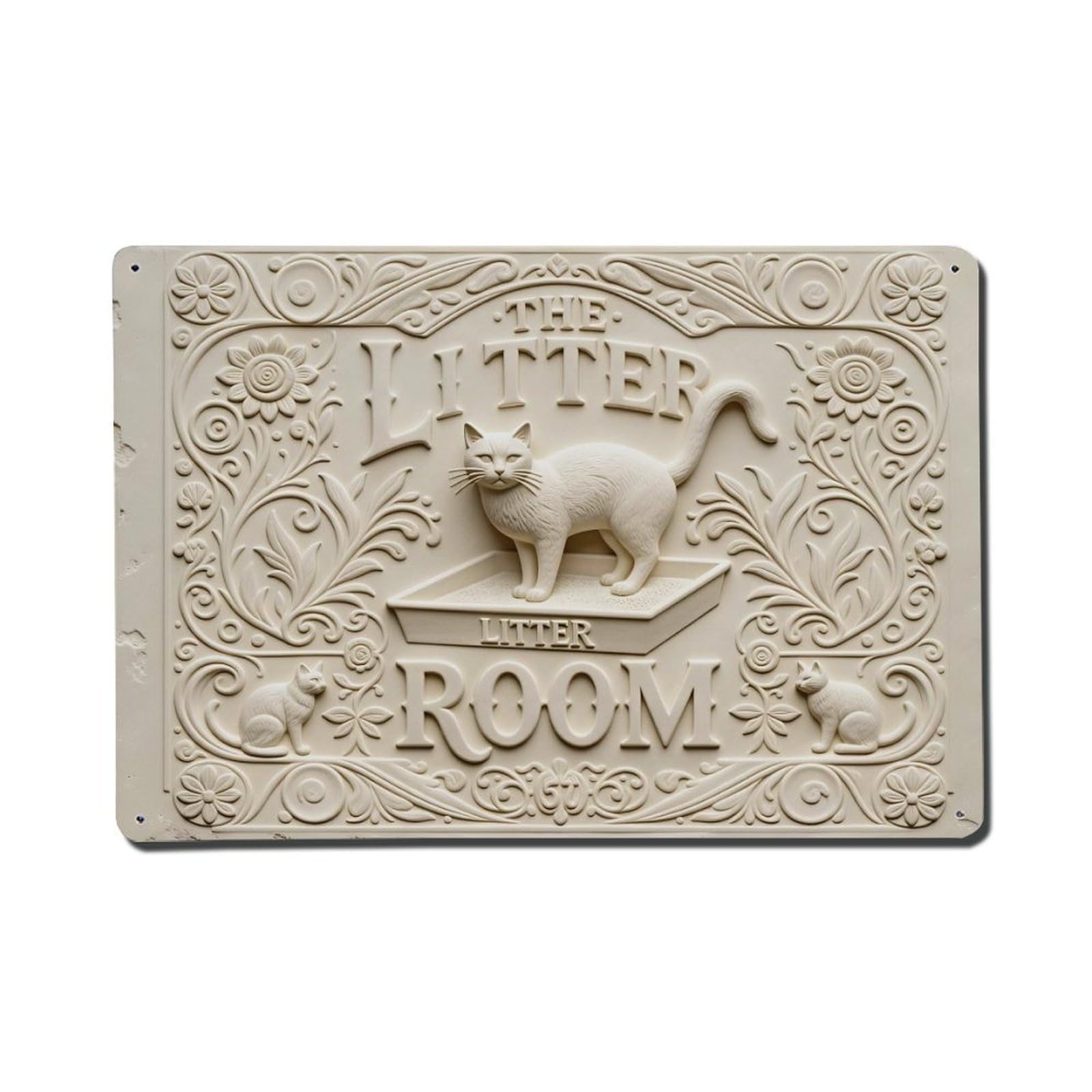 Embossed Cat Litter Room Wall Sign Vintage Aluminium Metal Sign, Retro Wall Decor for Home, Bar, Garage & Farmhouse 20x30cm