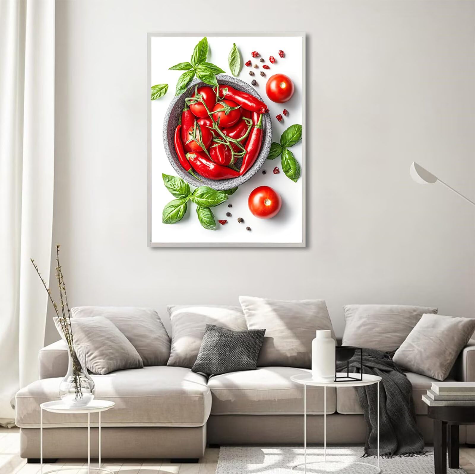 Küche Diamond Painting Chili Diamond Painting 70x100cm Vollbohrer Diamanten Kinder Anfänger Bastelset, DIY Set Erwachsene Kreativ Set für Erwachsene für Zimmer Wand Deko, Geschenke für Frauen,Model825