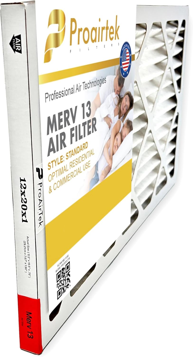 Proairtek AF12201M13SWH Model 12x20x1 Pack of 6 Air Filters, MERV 13; Enhance Airflow; Ideal for Anyone Wanting Crisp Air in Their Home