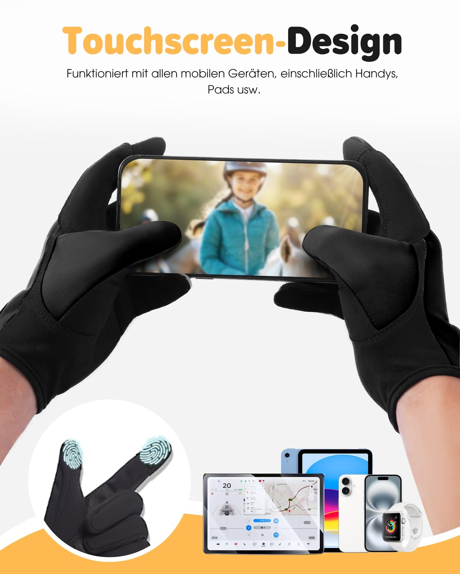 FitsT4 Sports Reithandschuhe Kinder Winter Grip rutschfest Handschuhe Reiten Kinder Jungen Mädchen mit Touchscreen-Design für Reitsport Sports