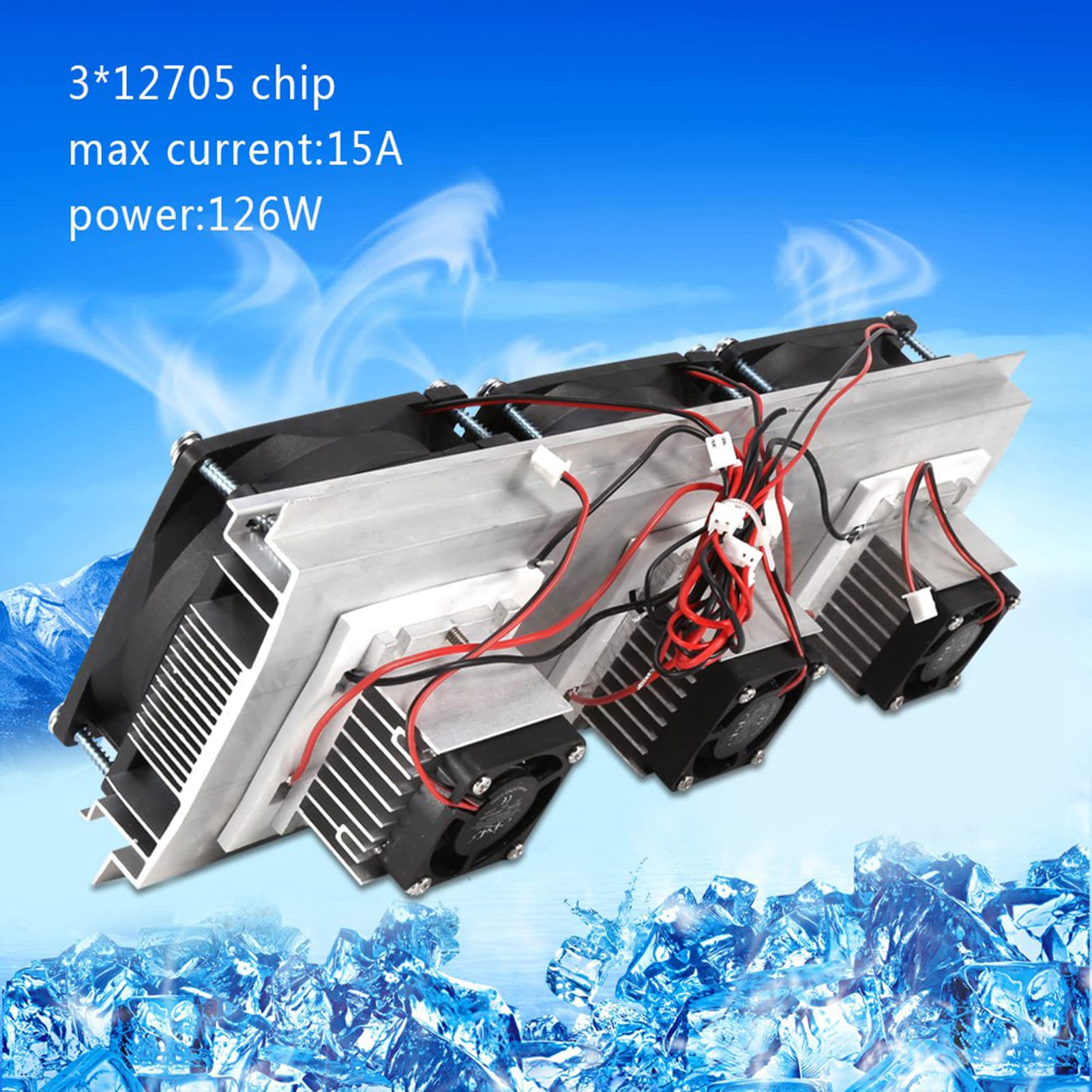 Kit di elementi per la refrigerazione a semiconduttore, raffreddatore termoelettrico Peltier per il raffreddamento di piccoli spazi, modulo TEC1-12705 da 12 V e 180 W, senza rumore
