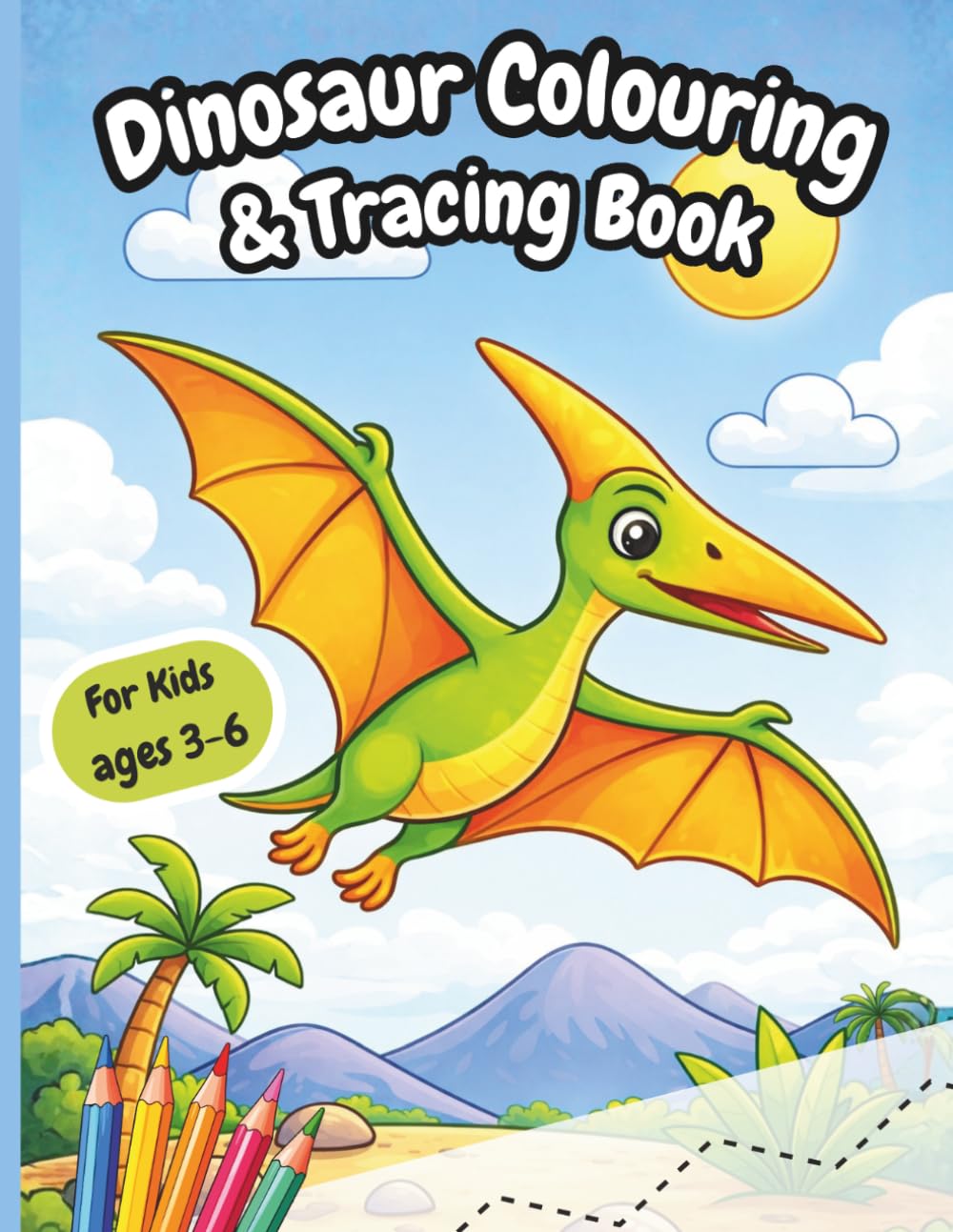 Dinosaur Colouring & Tracing Book For Kids: Fine motor activities for young children.
