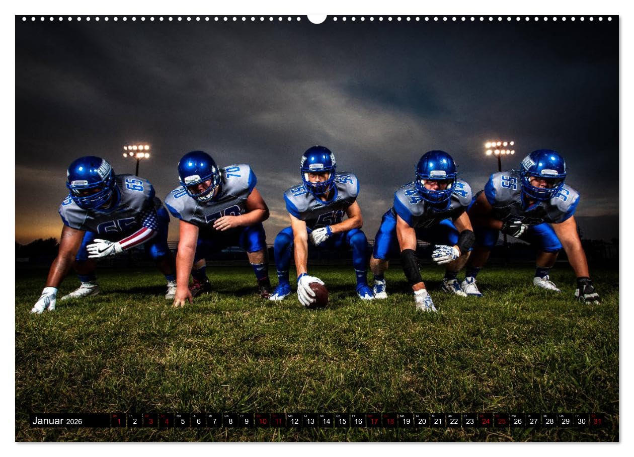American Football - Athleten (hochwertiger Premium Wandkalender 2026 DIN A2 quer), Kunstdruck in Hochglanz: Dynamische Bilder zeigen die Spieler in ... und packenden Spielszenen (CALVENDO Sport)