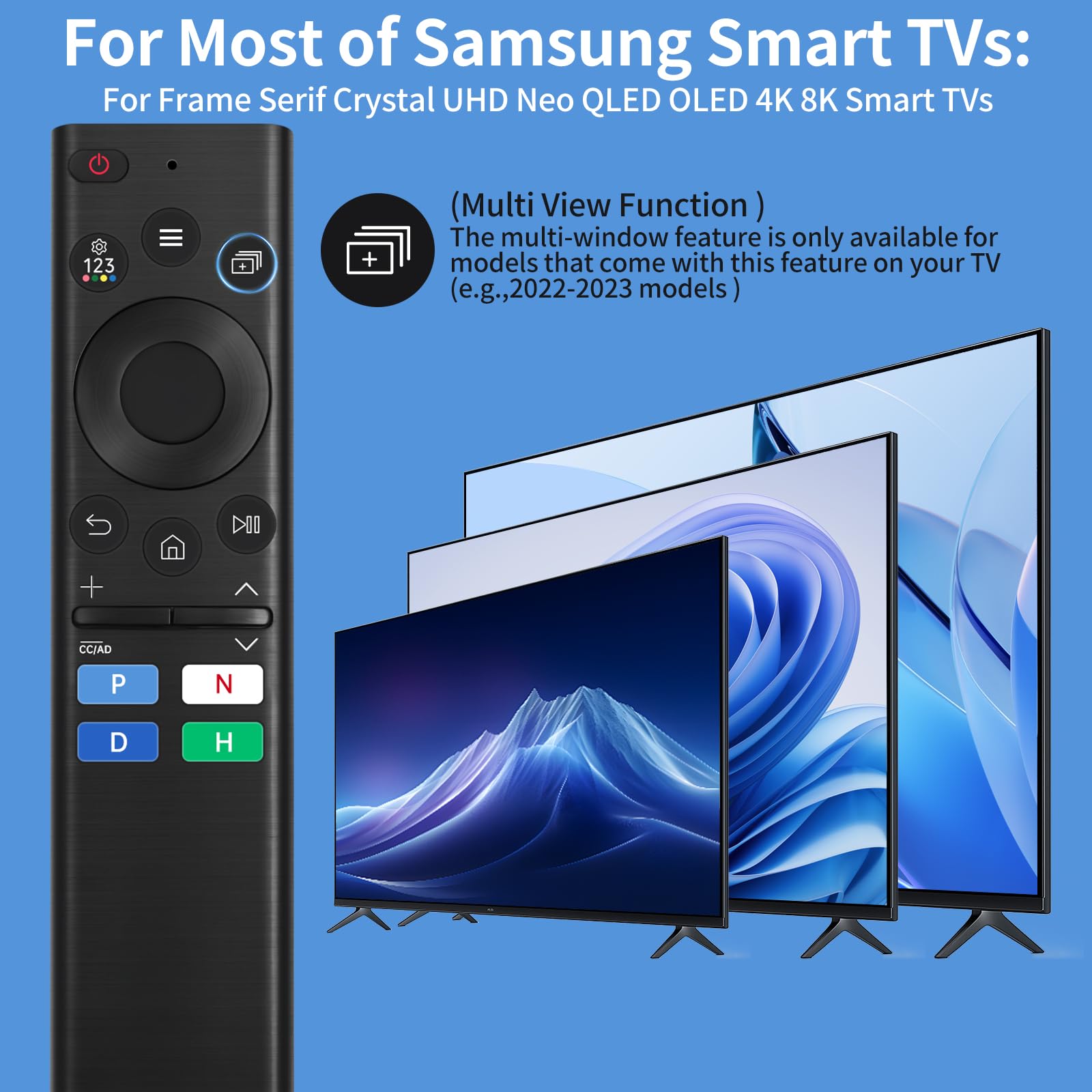 Mando a distancia universal para Samsung TV, repuesto compatible con televisores inteligentes Frame, Serif, Crystal, Neo QLED, OLED, 4K, 8K