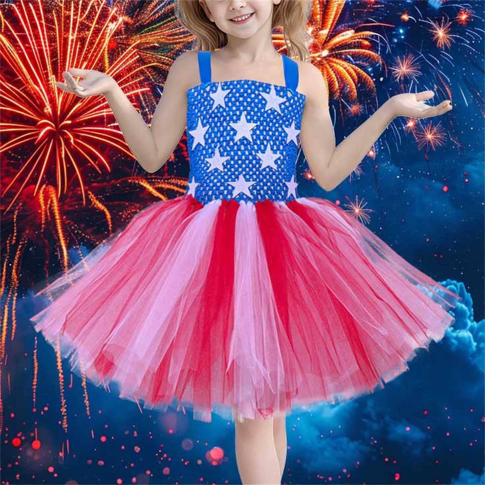 Vestito da bambina con tutù con bandiera americana scintillante in rete con paillettes prendisole corto per il giorno dell'indipendenza abiti in tulle glitterato I miei ordini Vendita Liquidazione