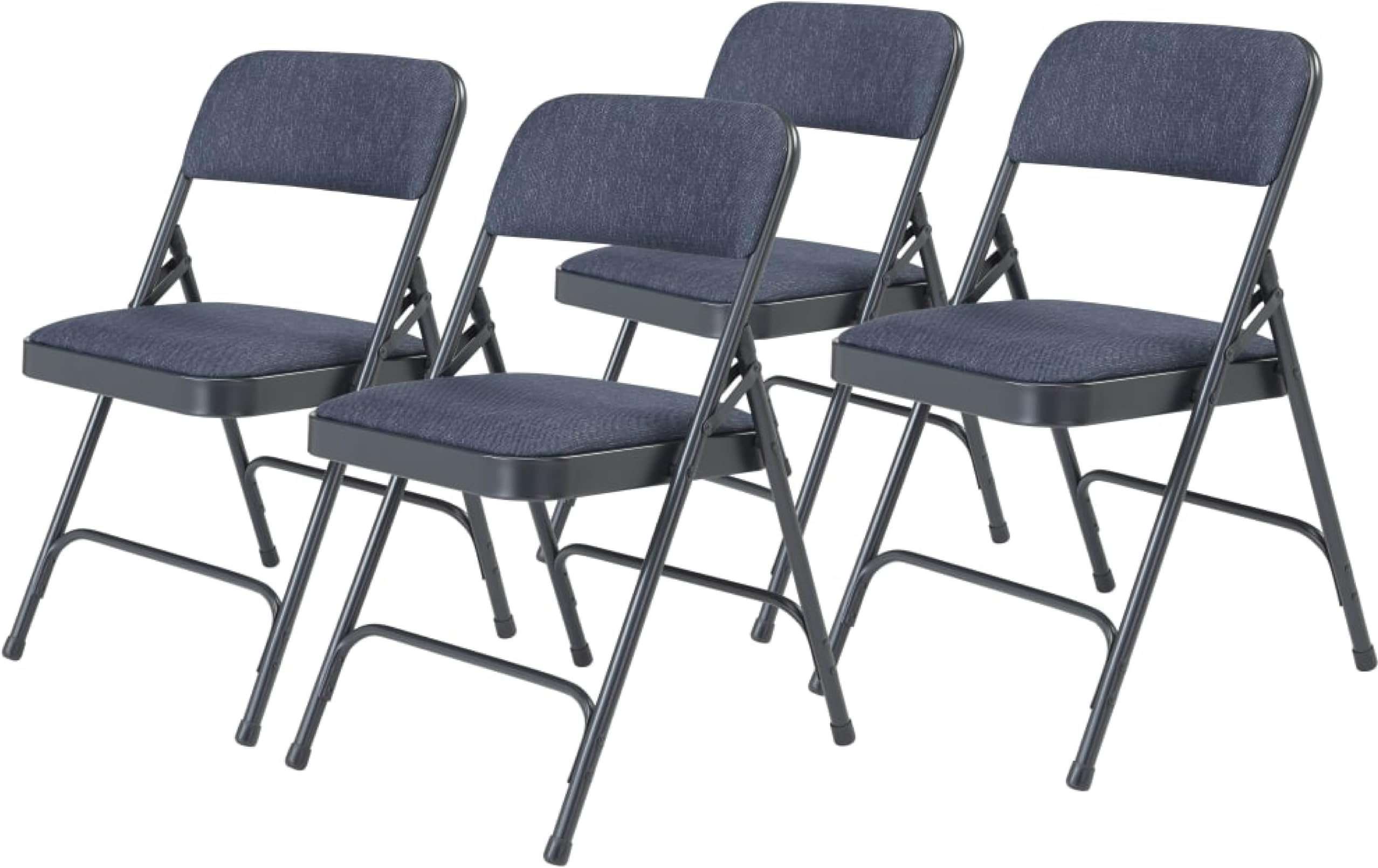 Premium Padded Portable Folding Chairs by National Public Seating โ 2200 Series Upholstered, Heavy-Duty Foldable Chairs for Indoor & Outdoor Use โ Set of 4, Comfortable & Durable, Char-Blue