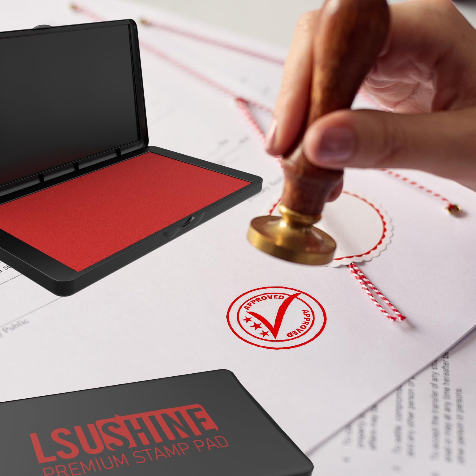 Almohadilla de sello roja grande, almohadilla de tinta de goma de alta calidad para oficina y hogar | Almohadilla de fieltro de alta calidad, compatible con sello de goma, para oficina, hogar, escuela, manualidades