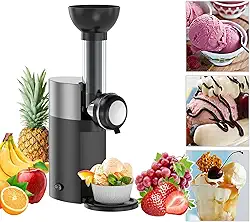 Máquina De Sorvete, Máquina Automática Doméstica De Sobremesas De Frutas Congeladas, Sorveteira De Frutas, Máquina De Milkshake Caseiro DIY, Mini Máquina De Lama,Black