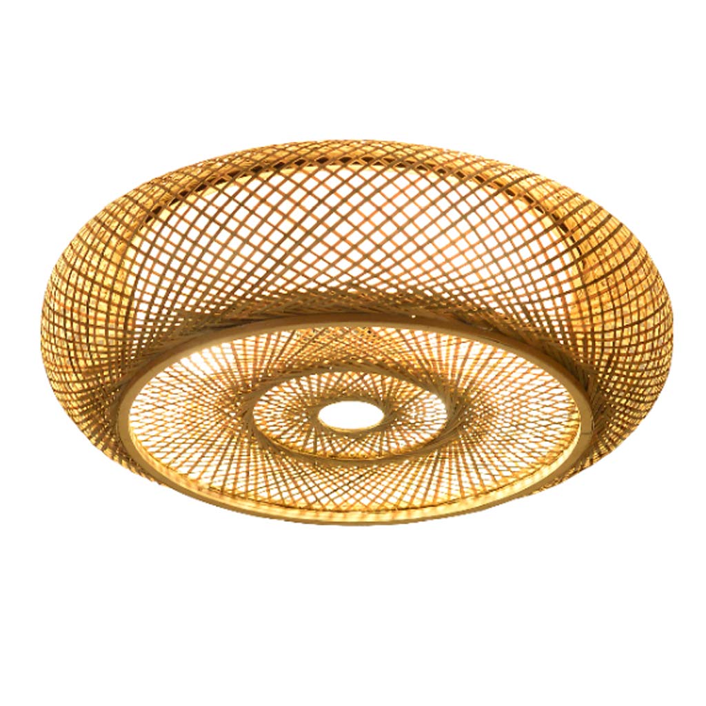 Lumière tressée à la main en rotin et bois haut de gamme pour grand salon moderne