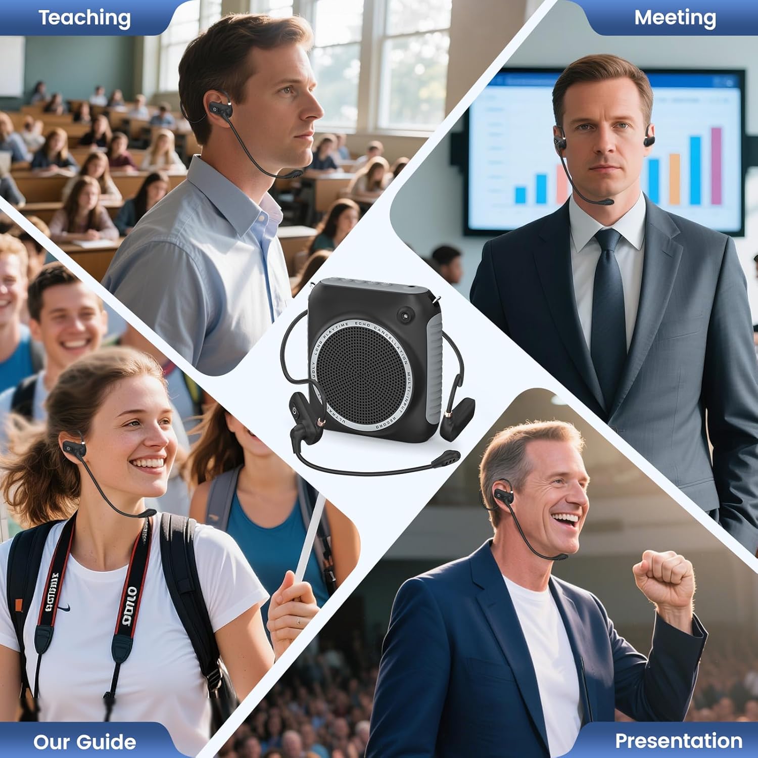 Wireless Voice Amplifier with Headset Microphone, Mini Portable Voice Amplifier for Teachers, Classroom, Fitness, Yoga, Tour Guides, Coaches, Speech, Elderly Outdoors-Black - Image 8