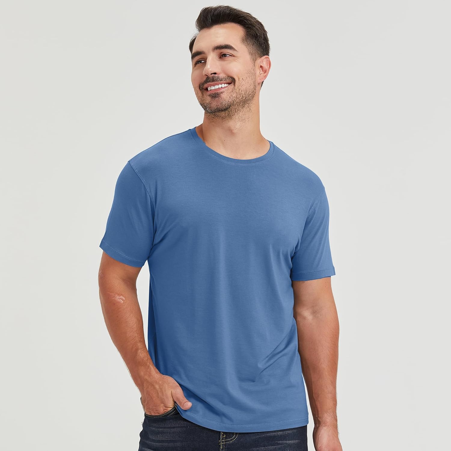 netdraw Men's Ultra-Soft Viscose Bamboo Cotton T-Shirt, Crew Neck Short Sleeve Casual Lounge Dressy Undershirt Tee - Image 6