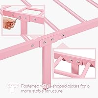 Vista 6 de Yaheetech Armazón de Cama Tamaño Twin Plataforma de Metal Base para Colchón con Cabecero de Husillos y Pie de Cama/No Necesita Somier/14 Pulgadas