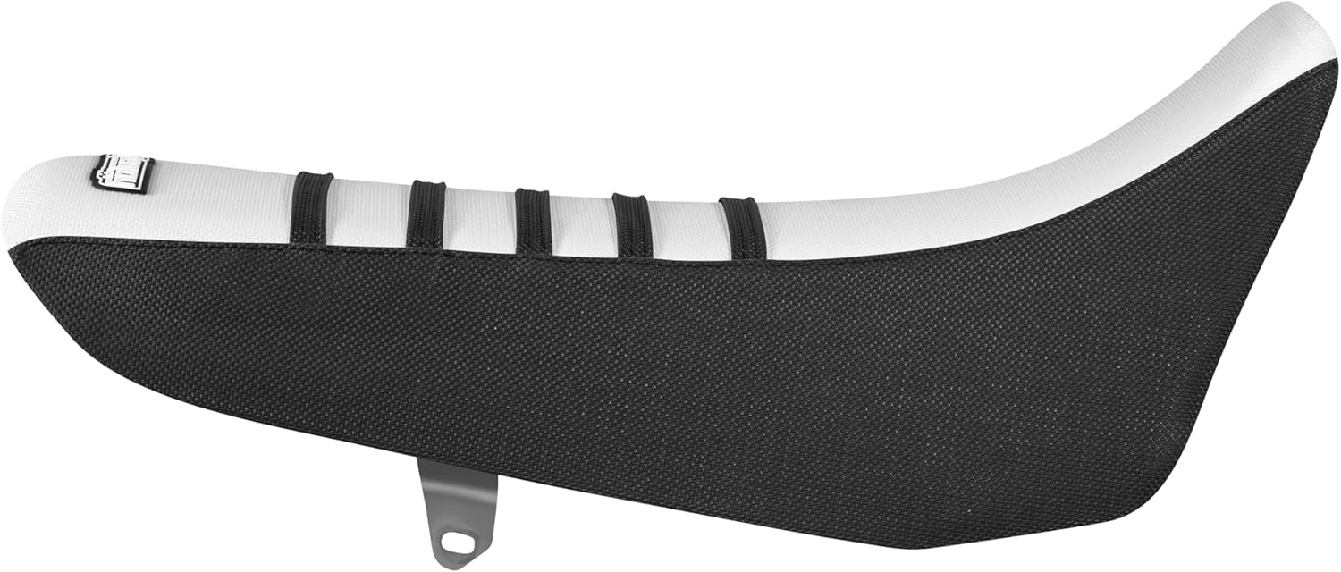 Enjoy Mfg Seat Cover - Compatible with Suzuki DR 250 DR 350 DR350 Logo - #289 (Black Side and Rib) (Black/White/Black Ribs)