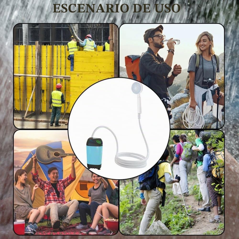 ducha portatil camping,ducha camper,Ducha de camping portátil eléctrica recargable,Presión de agua ajustable,con pantalla digital,para acampar, ir de excursión,viajar,bañar perros y lavar coches