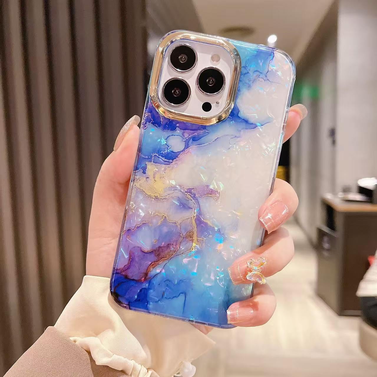 Aconfei for iPhone 14 Pro Marble Case,TPU Slim Shockproof Protective Bumper Phone Case Cover for Women Girls