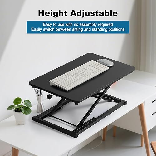 Miniatura 4 de Convertidor de escritorio de pie ajustable en altura, soporte de teclado de computadora para escritorio, elevador de teclado para elevador de