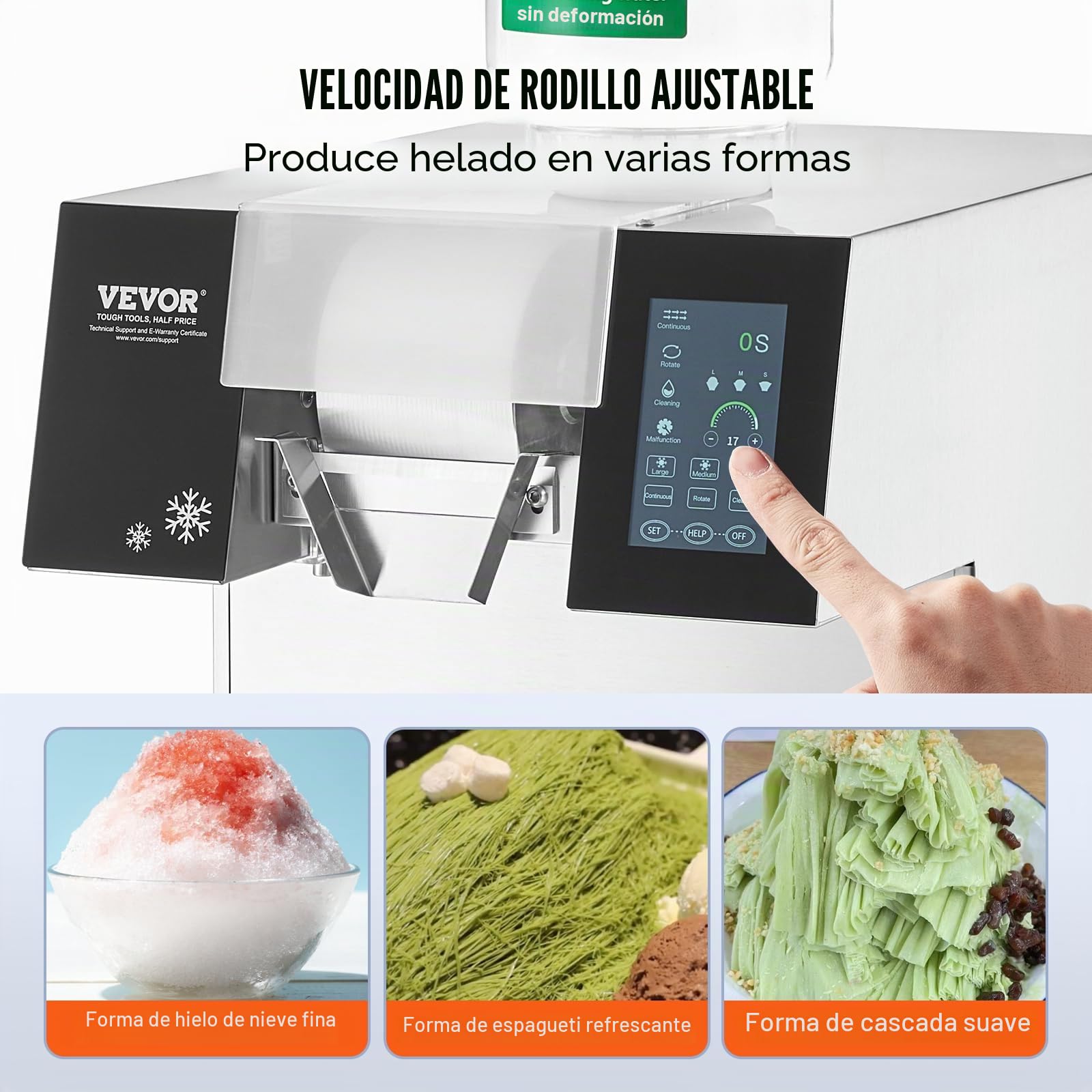 VEVOR Máquina de Hielo en Forma de Copos de Nieve 230kg/24 h Máquina para Raspar Hielo Acero Inoxidable Sistema de Enfriamiento por Aire para Rápida Disipación del Calor para Panaderías, Cafeterías