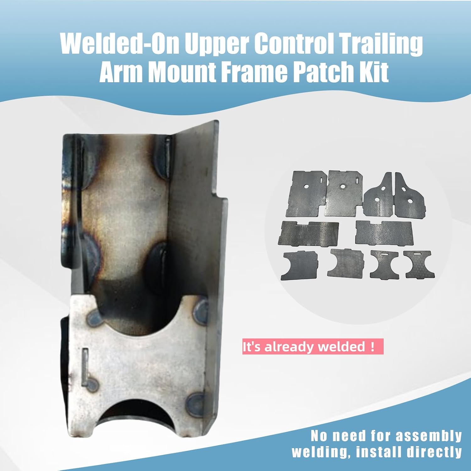 2 Pack Welded-On Upper Control Trailing Arm Mount Frame Patch Kit Replacement for Chevy Trailblazer for GMC Envoy for Buick Rainier 2002 2003 2004 2005 2006 2007 2008 2009 (Already Welded Box Frame)