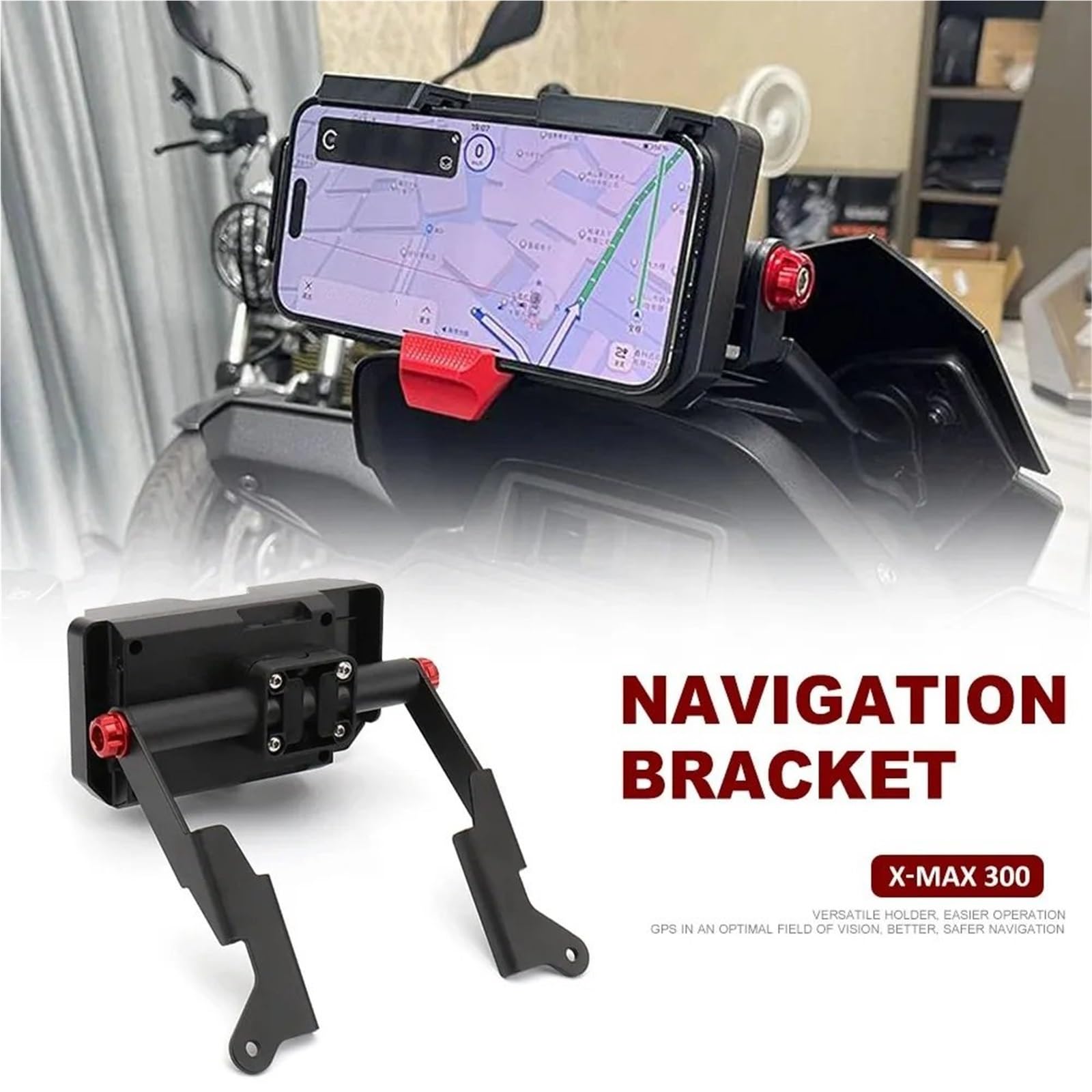 Uchwyt do nawigacji GPS Uchwyt do nawigacji GPS i akcesoriów motocyklowych do Pasuje do Yamaha XMAX 300 2017-2022 Motocyklowy uchwyt do nawigacji(Navigation bracket)