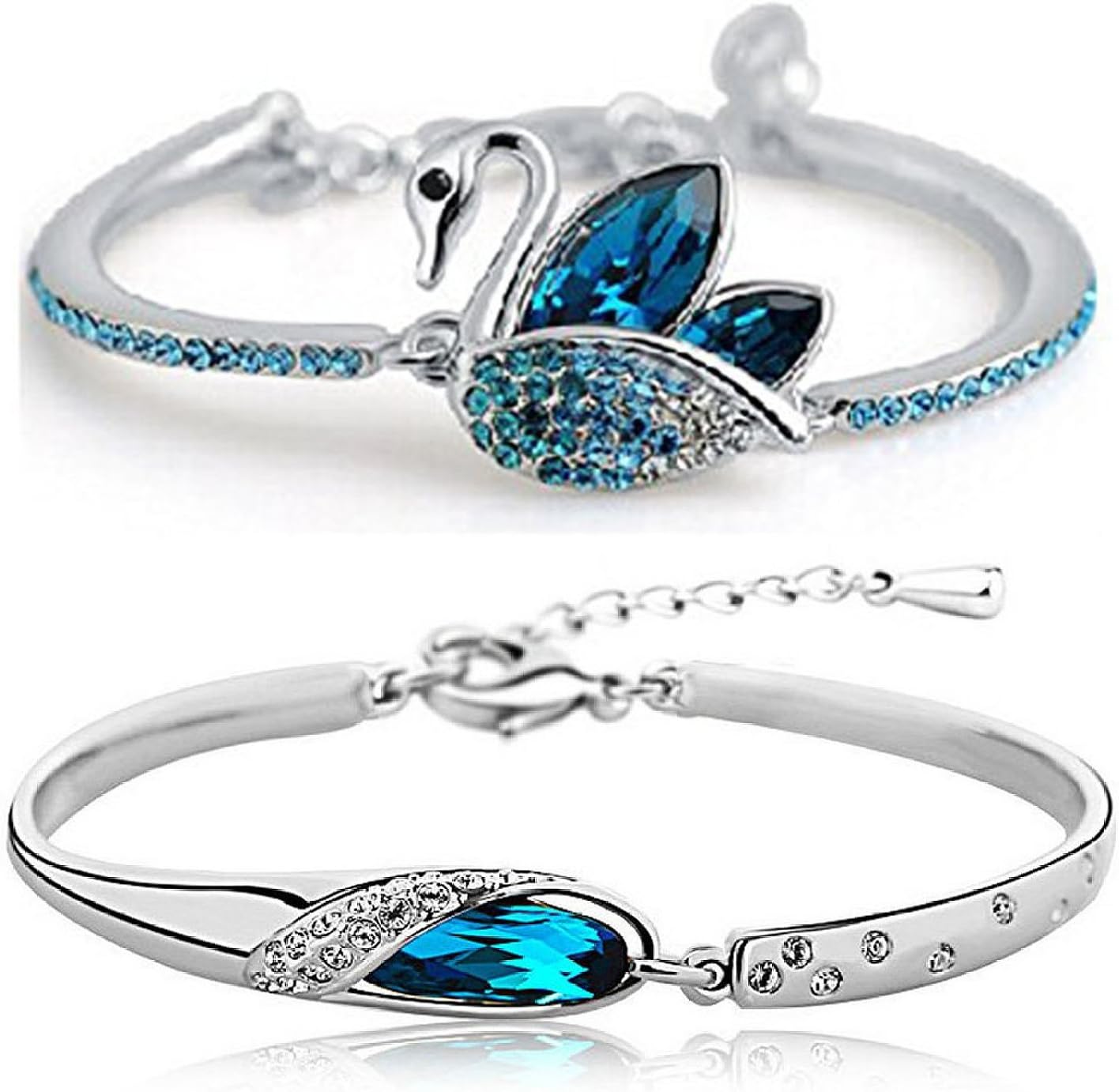 Platinum Plated Austrian Crystal Stylish Bracelet for Women and Girls