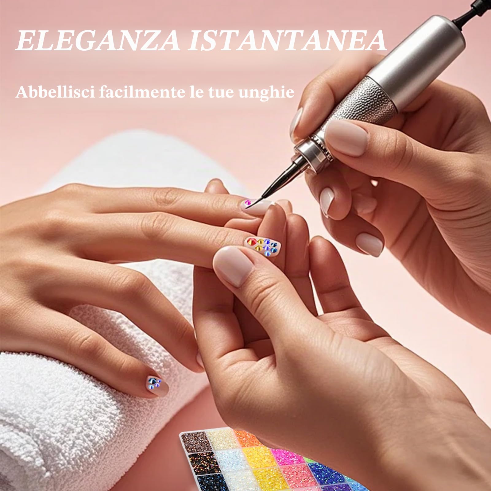 Strass Unghie, 28800 Pezzi Strass per Unghie, 24 Colori Brillantini Unghie Nail Art con Pinzetta e Penna per Punteggiatura di Strass, DIY Brillantini per Unghie, 3mm
