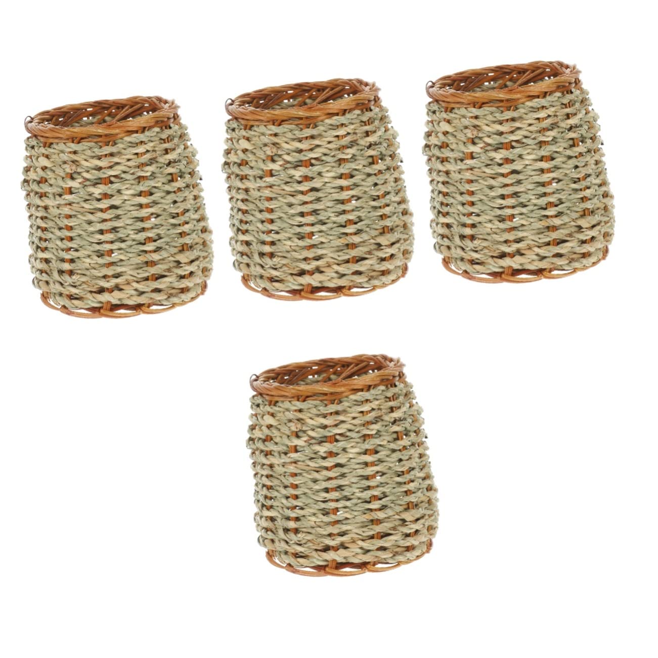 SHINEOFI 4piezas Portalápices De Escritorio Decorativo Diseño Woven Organizador De Almacenamiento Para Lápices y Pinceles Para Oficina y Hogar