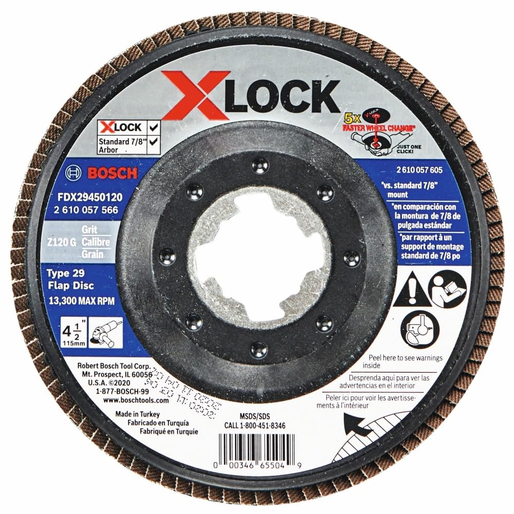 BOSCH FDX29450120 Lot de 10 disques à lamelles X-Lock Type 29 Grain 120 11,4 cm