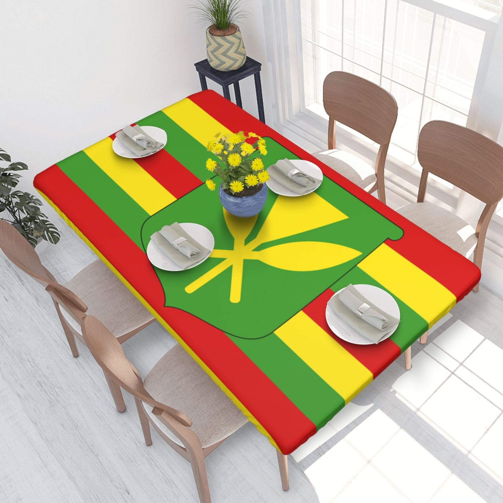 BNVSADC Native Hawaiian Flag Printed 4FT Tablecloth 122x76 CM Polyester Kitchen Water Resistant Table Cloth Dining Table Decoration Table Covers